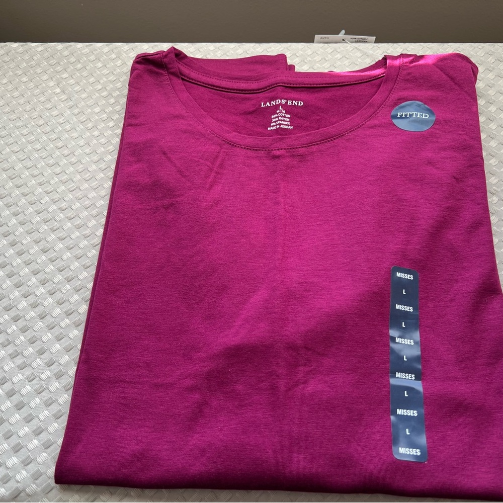 Lands' End Men's Long Sleeve Tee - Vibrant Purple